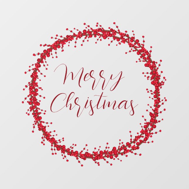 Merry Christmas handwritten text wreath  Window Cling (Sheet)