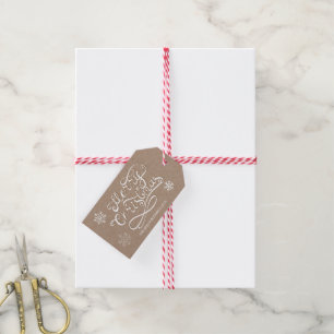 Merry Christmas handwritten white snowflake modern Gift Tags