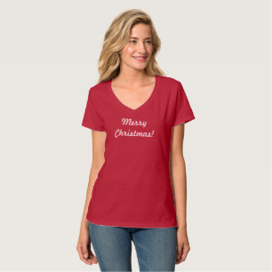 MERRY CHRISTMAS Hanes V-Neck T-Shirt