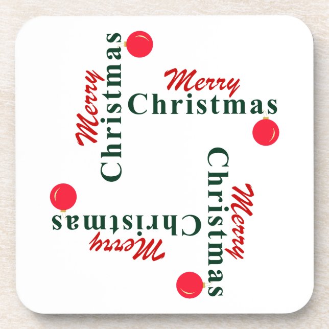 Merry Christmas, Hanging Ornament Classic Festive Coaster (Front)