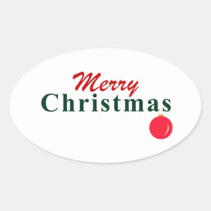 Merry Christmas, Hanging Ornament Elegant Modern Oval Sticker