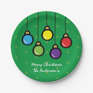 Merry Christmas Hanging Ornaments Gold Stars Paper Plate