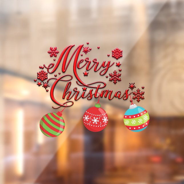 Merry Christmas Hanging Ornaments Window Cling (Sheet 2)