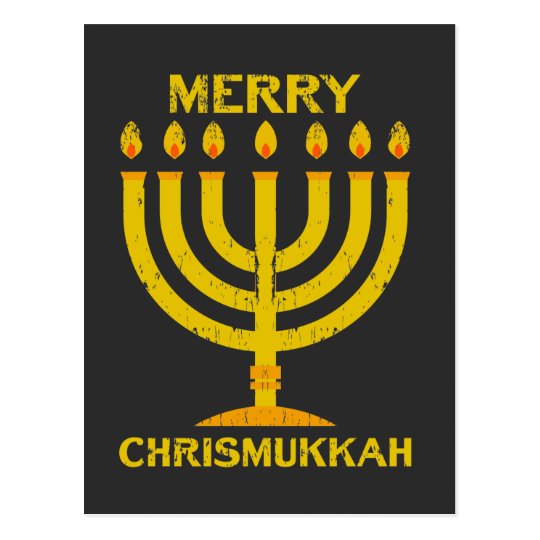 Merry Christmas Hanukkah Jewish Menorah Xmas Postcard Zazzle.co.uk