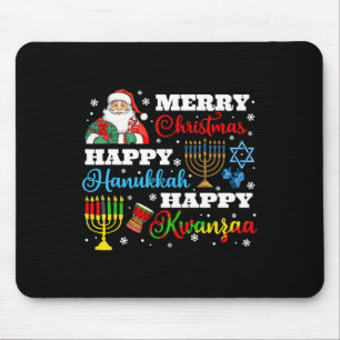 Merry Christmas Hanukkah Kwanzaa Jewish Afro Holid Mouse Mat