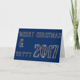 Merry Christmas & Happy 2017 Stars Typography Holiday Card
