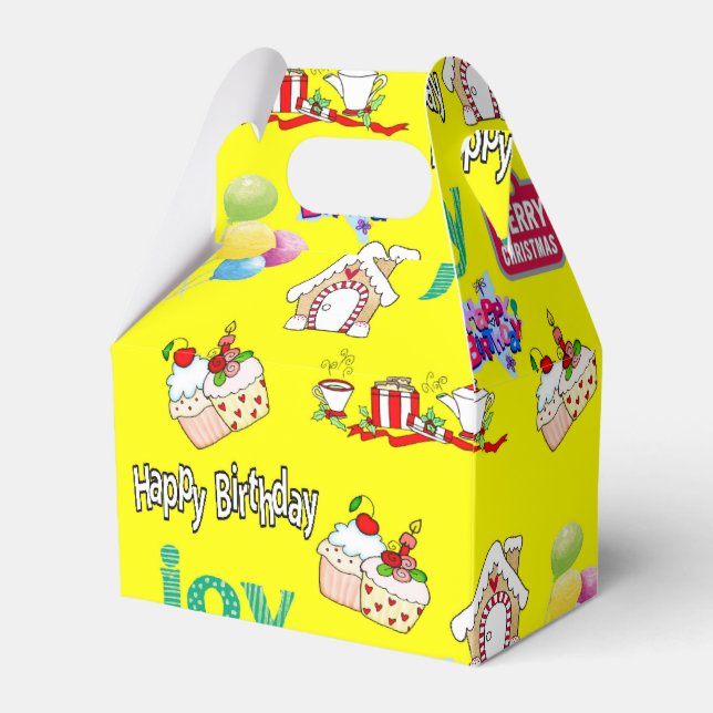 Merry Christmas Happy Birthday Gable Favour Box (Front Side)