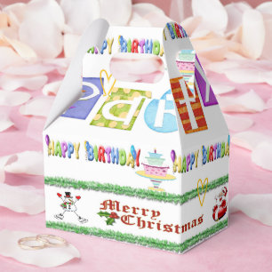 Merry Christmas Happy Birthday Gable Favour Box