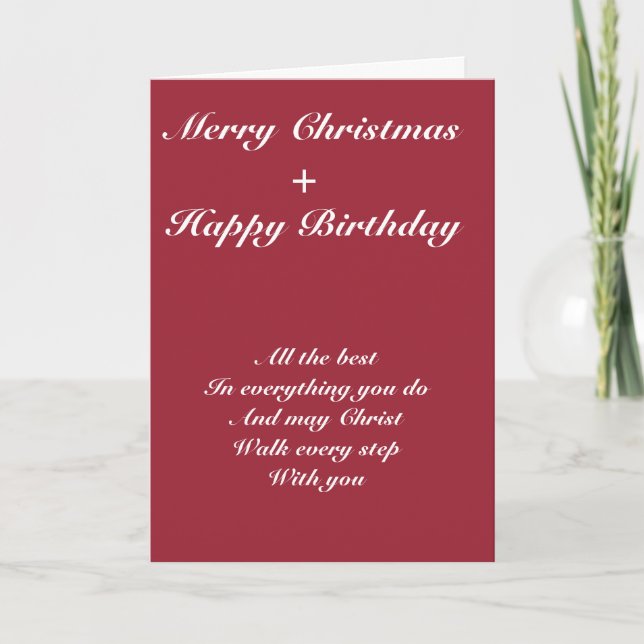 Merry Christmas Happy Birthday Holiday Card (Front)