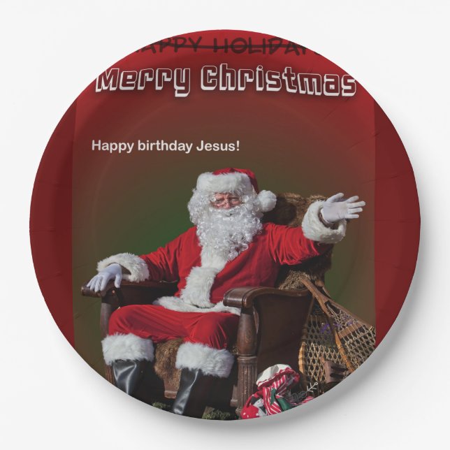 MERRY CHRISTMAS - HAPPY BIRTHDAY JESUS PAPER PLATE (Front)
