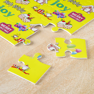 Merry Christmas Happy Birthday Jigsaw Puzzle
