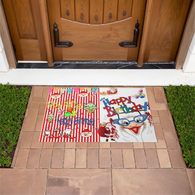 Merry Christmas Happy Birthday Matt Doormat (Outdoor)