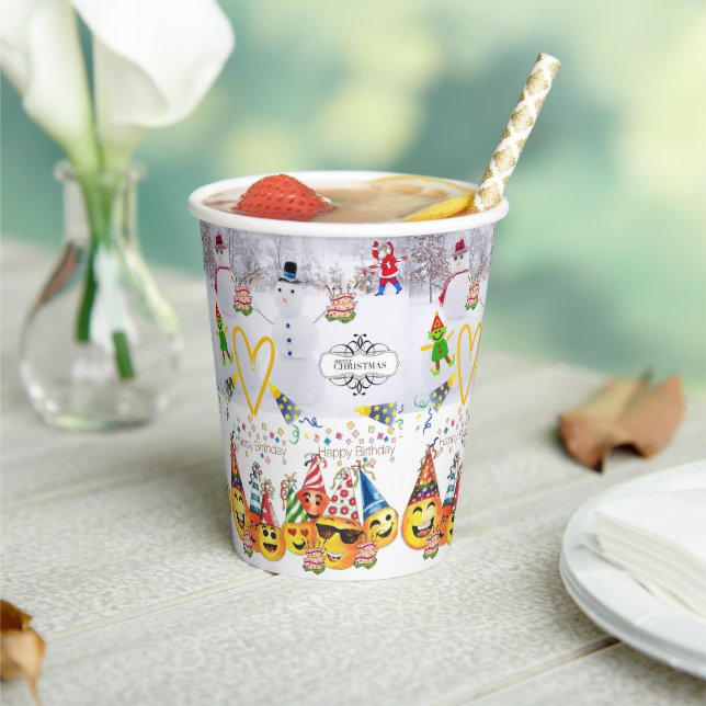 Merry Christmas Happy Birthday Paper Cup  (Insitu)