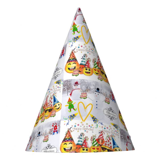 Merry Christmas Happy Birthday Paper Party Party Hat (Front)