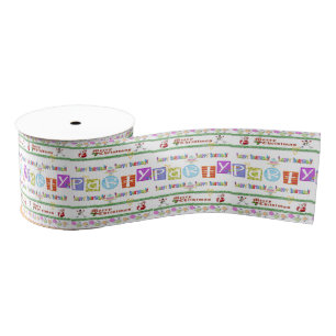 Merry Christmas Happy Birthday Ribbon Grosgrain Ribbon