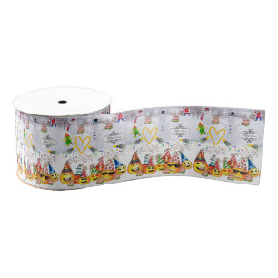 Merry Christmas Happy Birthday Ribbon Grosgrain Ribbon
