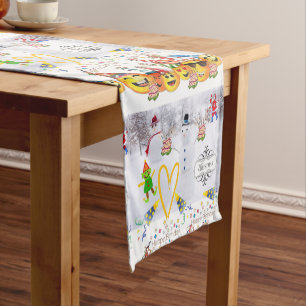 Merry Christmas Happy Birthday Table Runner