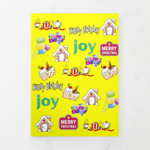 Merry Christmas Happy Birthday Tri-Fold Card