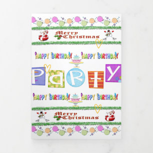 Merry Christmas Happy Birthday Tri-Fold Card