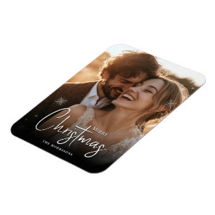 Merry Christmas Happy Couple Custom Photo Magnet