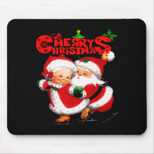 Merry Christmas - Happy Cute Mrs Claus And Mr Clau Mouse Mat