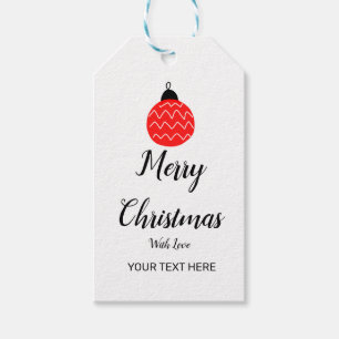 Merry christmas happy gift red BELLS Gift Tag