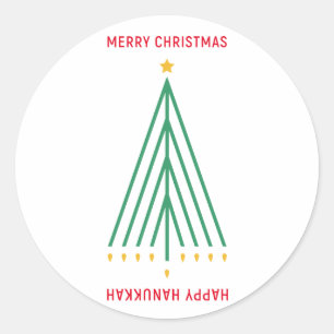 Merry Christmas, Happy Hanukkah Classic Round Sticker