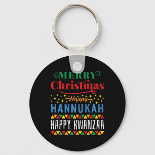 Merry Christmas Happy Hanukkah Happy Kwanzaa 10 Key Ring