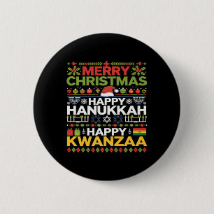 Merry Christmas Happy Hanukkah Happy Kwanzaa 12  6 Cm Round Badge