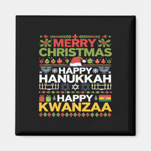 Merry Christmas Happy Hanukkah Happy Kwanzaa 12 Magnet