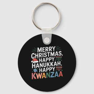 Merry Christmas Happy Hanukkah Happy Kwanzaa 14 Key Ring