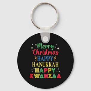 Merry Christmas Happy Hanukkah Happy Kwanzaa 15 Key Ring