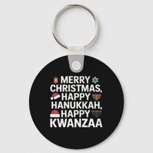 Merry Christmas Happy Hanukkah Happy Kwanzaa 15 Key Ring