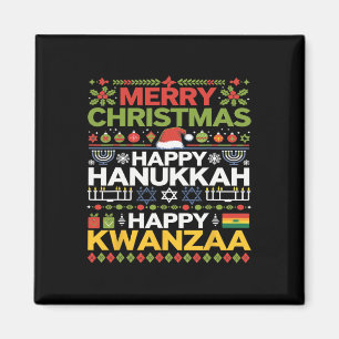 Merry Christmas Happy Hanukkah Happy Kwanzaa 17 Magnet
