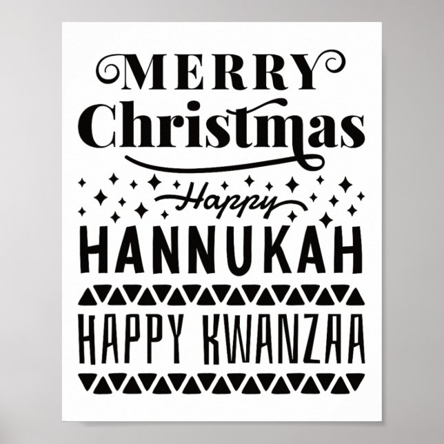 Merry Christmas Happy Hanukkah Happy Kwanzaa 4  Poster (Front)