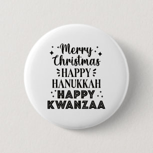 Merry Christmas Happy Hanukkah Happy Kwanzaa 5  6 Cm Round Badge