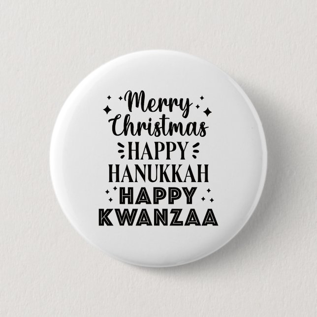 Merry Christmas Happy Hanukkah Happy Kwanzaa 5  6 Cm Round Badge (Front)