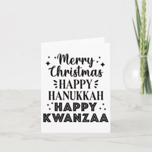 Merry Christmas Happy Hanukkah Happy Kwanzaa 5  Card