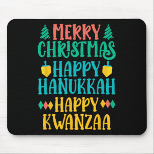 Merry Christmas Happy Hanukkah Happy Kwanzaa 7  Mouse Mat