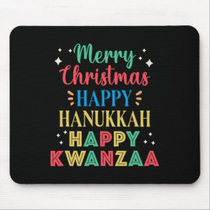 Merry Christmas Happy Hanukkah Happy Kwanzaa 9 Mouse Mat