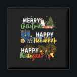 Merry Christmas Happy Hanukkah Happy Kwanzaa Happy Magnet<br><div class="desc">Merry Christmas Happy Hanukkah Happy Kwanzaa Happy Holidays</div>