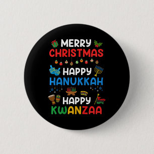 Merry Christmas Happy Hanukkah Happy Kwanzaa Holid 6 Cm Round Badge