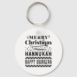 Merry Christmas Happy Hanukkah Happy Kwanzaa Key Ring