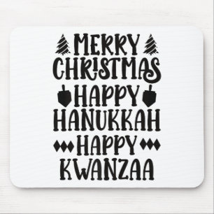 Merry Christmas Happy Hanukkah Happy Kwanzaa Premi Mouse Mat