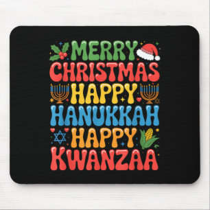 Merry Christmas Happy Hanukkah Kwanzaa Quote  Mouse Mat