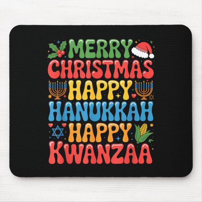 Merry Christmas Happy Hanukkah Kwanzaa Quote  Mouse Mat (Front)