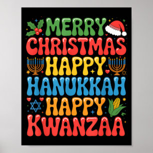 Merry Christmas Happy Hanukkah Kwanzaa Quote Poster