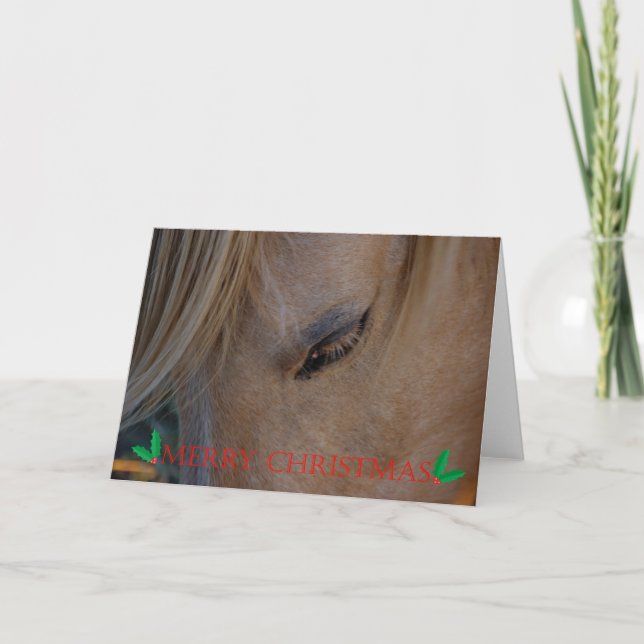 Merry Christmas Happy Holidays Christmas horse Holiday Card (Front)