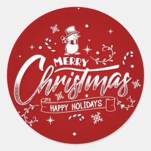 Merry Christmas - Happy Holidays Classic Round Sticker