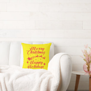 MERRY CHRISTMAS HAPPY HOLIDAYS CUSHION